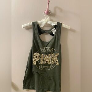 PINK Victoria's Secret Olive Green Tank Top
